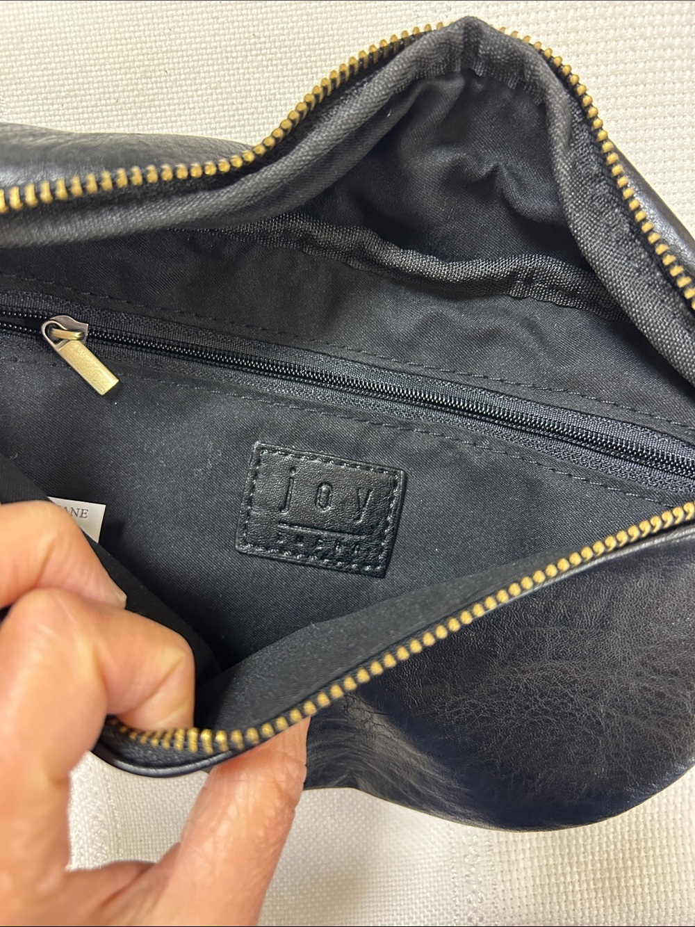 Joy Black faux Leather Waist Bag with Gold Zipper image 4